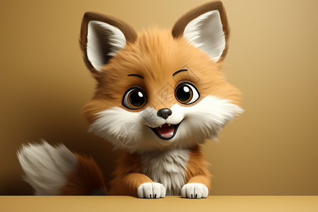 3D卡通狐狸插图背景图片