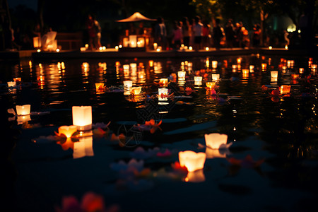 莲花宝灯传统习俗的水灯背景