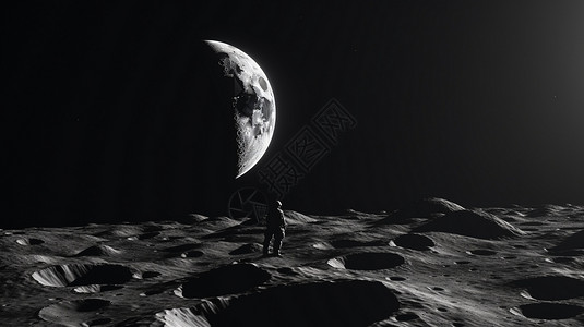 宇航员照片月球上的宇航员插画