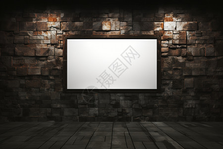 室内广告石墙房间的大屏幕设计图片