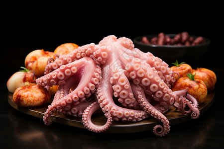 准备烹饪的章鱼海鲜图片