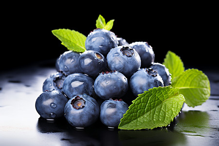 新鲜多汁的蓝莓水果图片