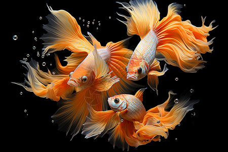 鱼缸中游动的金鱼图片