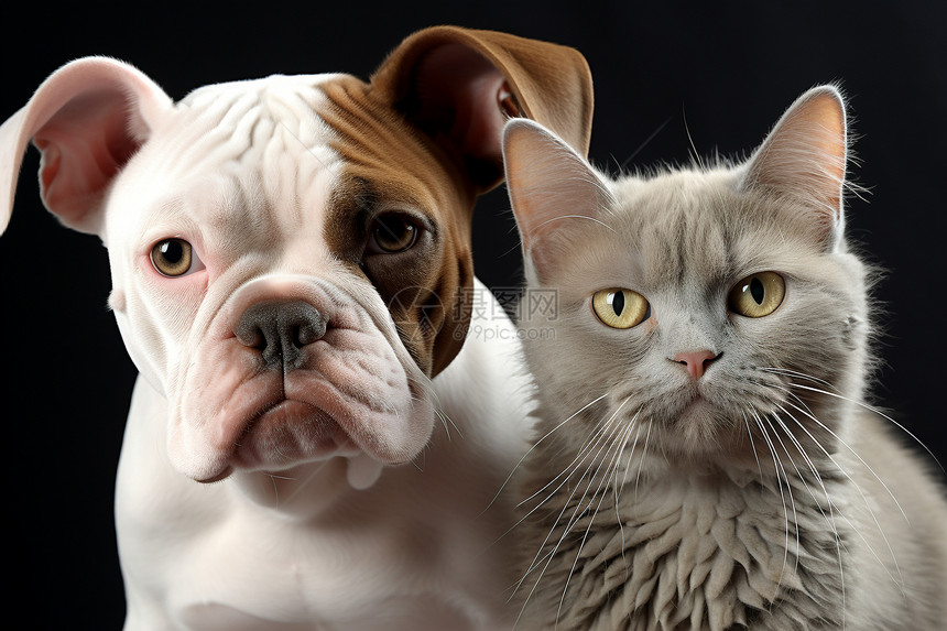 憨厚的宠物猫猫和狗狗图片