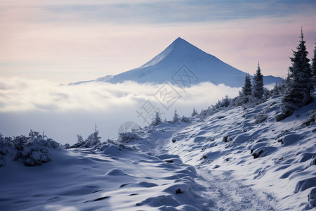 卡尔豪冬日卡尔帕特山脉的雪景背景