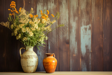 夏日怀旧的花瓶摆设背景图片