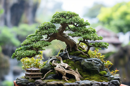小松树盆栽背景图片