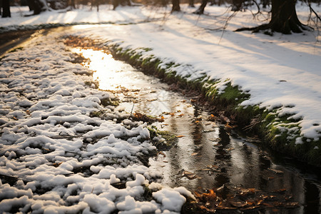 白雪流溪图片