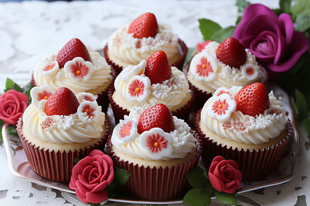 精致的草莓蛋糕图片