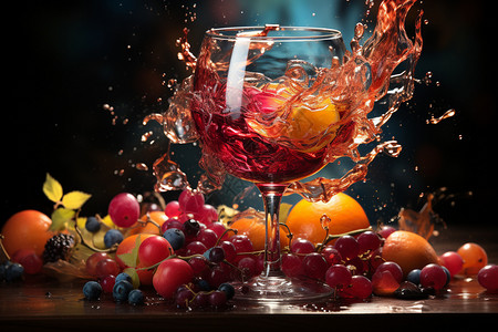 水果和酒杯图片