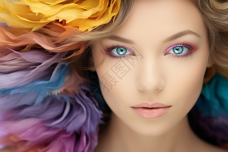 创意女性彩色眼妆图片