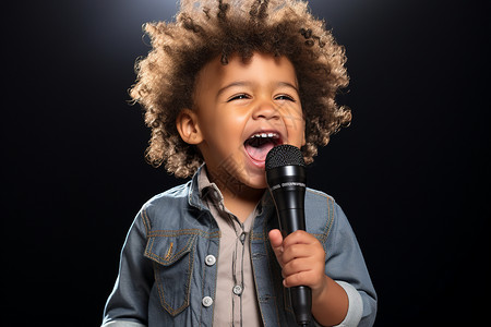 幼儿娱乐快乐的小男孩唱歌背景