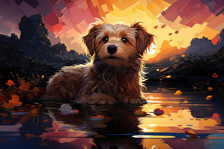 像素艺术的可爱小狗图片