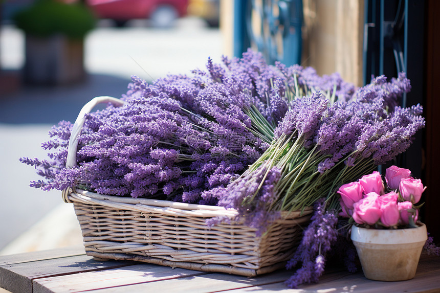 芳香四溢的紫色花束图片