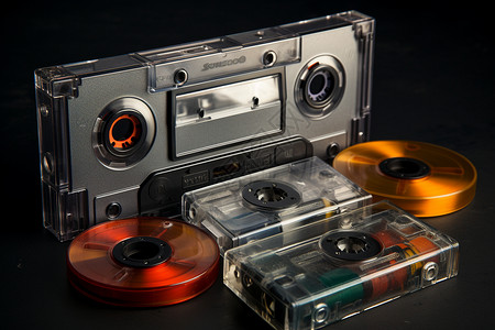 旧磁带与CD盒高清图片