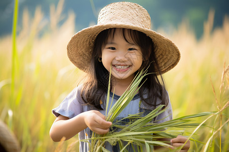 干农活的小女孩背景