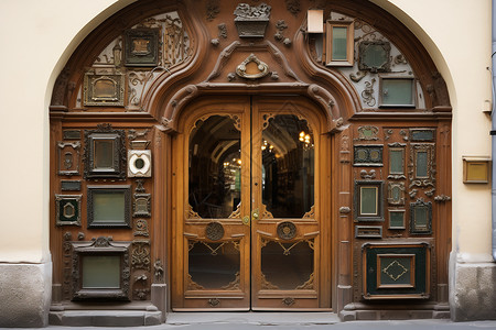 古色古香的欧式古典门头背景图片