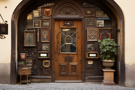 复古门头素材艺术感复古欧式门头背景