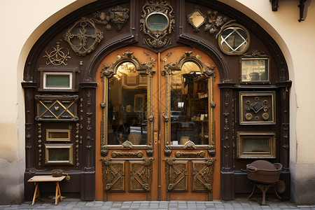 茶业门头设计欧式复古的商店门头设计背景