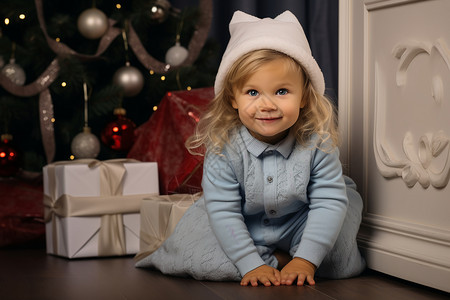 圣诞风格素材小女孩的快乐时光背景