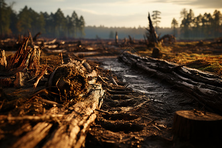 废弃森林背景图片