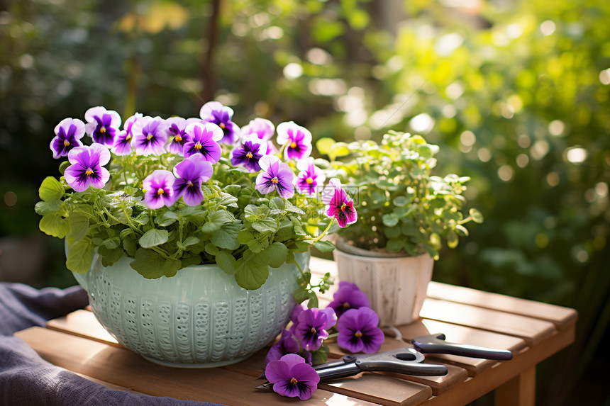 紫罗兰盆栽植物图片