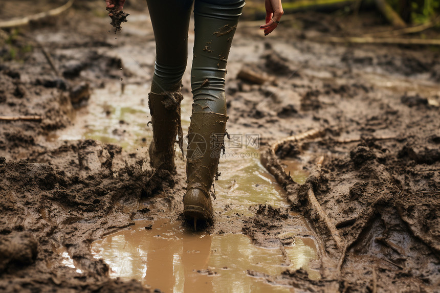 雨后泥泞湿滑的山路图片
