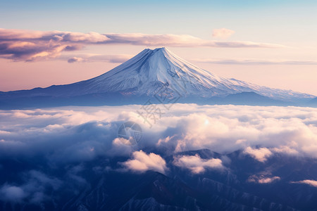 冬季富士山的云海背景图片
