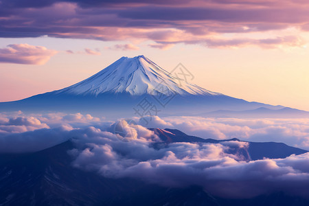 朝阳云海富士山下的云海景观背景