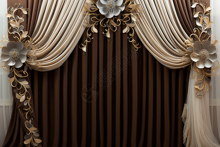 棕色窗帘复古精致的窗帘装饰设计图片