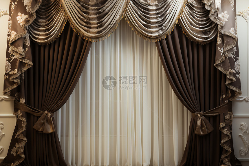 奢华的棕色窗帘装饰图片