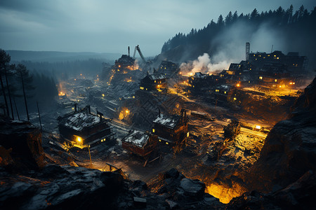 煤矿夜景图片