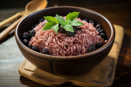 紫米米饭香饭与紫米背景