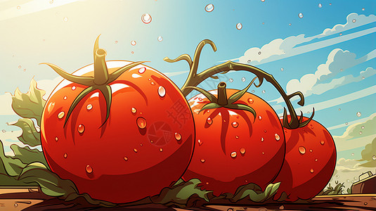 卡通风格的番茄插画背景图片