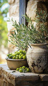 窗台上种植的橄榄背景图片