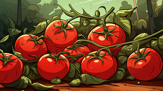 采摘番茄可爱的番茄创意插图插画