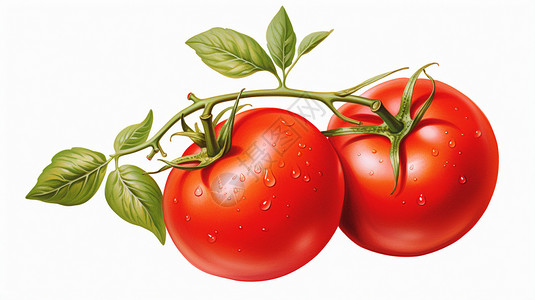 西红柿采摘新鲜采摘的番茄插画