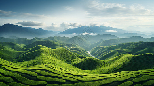 夏季山谷中的农园高清图片