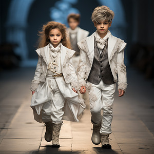 孩子走秀素材时尚的儿童服装背景