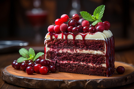 蔓越莓红丝绒蛋糕图片