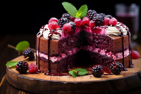 水果红丝绒蛋糕图片