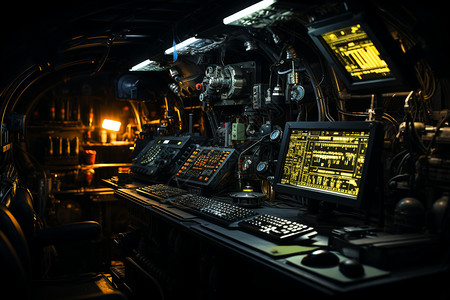 雷达屏幕黑暗中潜艇设备设计图片