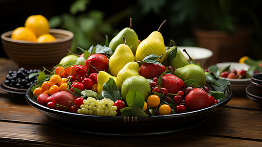 鸭梨葡萄果蔬新鲜水果背景图片