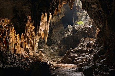 古生物古老洞窟中背景