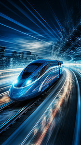 蓝色铁轨高速铁路设计图片