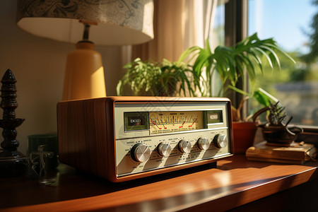 老式录音机插图复古的老式收音机背景