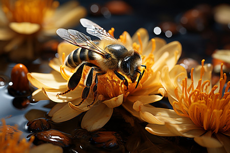 花瓣上的蜜蜂图片