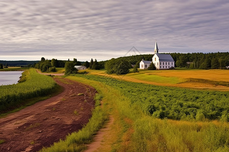 田园里的小教堂图片
