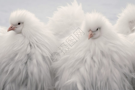 羽毛装饰的白色鸟群图片