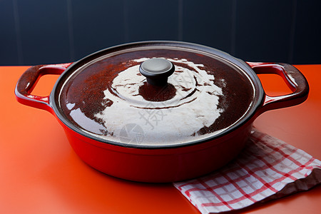 红色锅盖上的红色锅高清图片